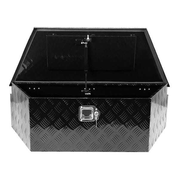 39in Aluminum Utility Trailer Tongue Tool Box 5 Bar Tread Trailer Tongue Box Waterproof Under Truck Storage