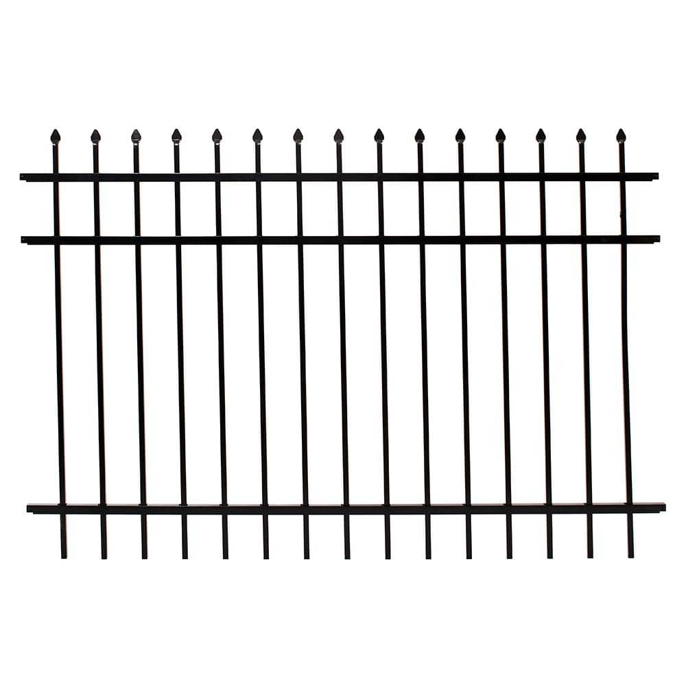 FORTRESS 4 ft. H x 6 ft. W Athens Pressed Spear Design Gloss Black