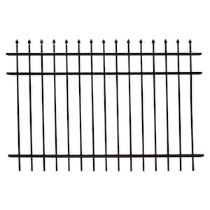 4 ft. H x 6 ft. W Athens Pressed Spear Design Gloss Black Aluminum Fence Panel