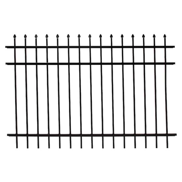 4 ft. H x 6 ft. W Athens Pressed Spear Design Gloss Black Aluminum Fence Panel