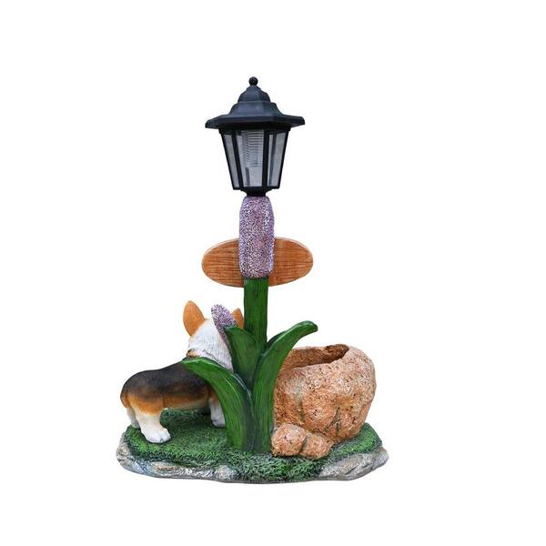 古銅 小狗 置物(K-A814) GOGEXX Brown 15.35 in. x 20 in. Resin Corgi Dog Planter Garden