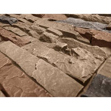 Stacked Stone Desert Sunrise 12 in. x 42 in. Composite Faux Stone Siding Panel