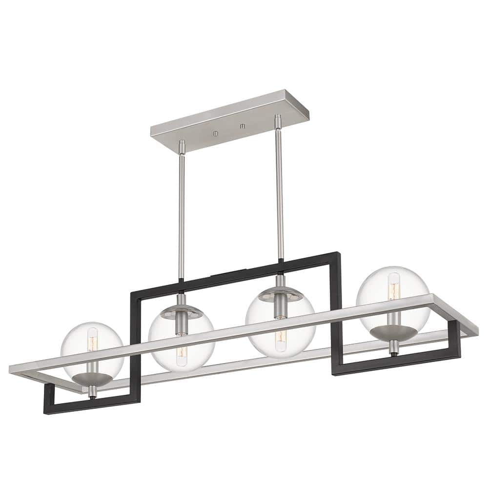 Kane 40" Black Steel and Glass Island Chandelier