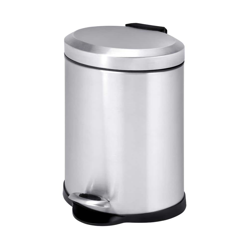 Honey-Can-Do 1.3 Gal. Silver Stainless Steel Step-On Metal Trash Can ...