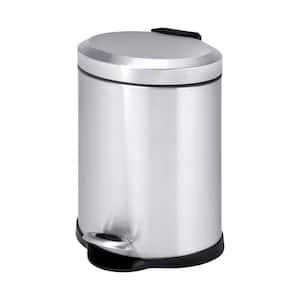 1.3 Gal. Silver Stainless Steel Step-On Metal Trash Can