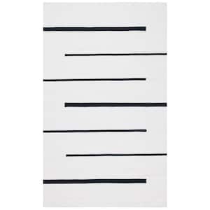 Montauk Ivory/Black 5 ft. x 8 ft. Geometric Lines Area Rug