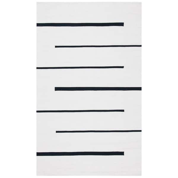SAFAVIEH Montauk Ivory/Black 5 ft. x 8 ft. Geometric Lines Area Rug