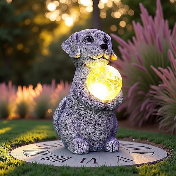 8.4 in. Solar Dog Garden Statues - Unique Gifts for Mom and Dog Lovers, Outdoor Decor for Garden Lawn Porch Patio