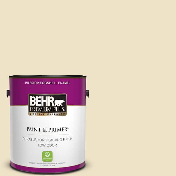 BEHR PREMIUM PLUS 1 gal. #370E-2 Cream Silk Eggshell Enamel Low Odor Interior Paint & Primer
