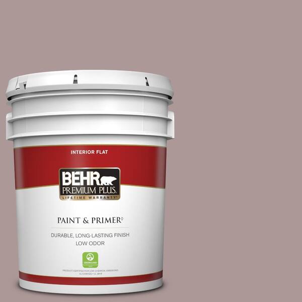 BEHR PREMIUM PLUS 5 gal. #PMD-53 Antique Mauve Flat Low Odor Interior Paint & Primer