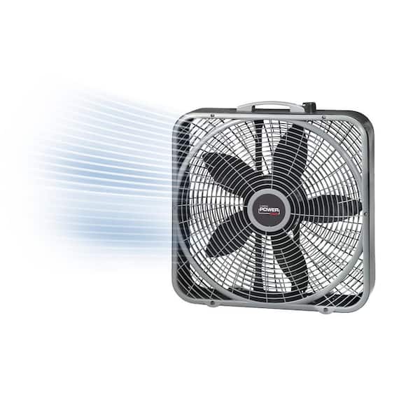 Lasko Power Plus 20 in. 3 Speed Box Fan for Home in Gray w