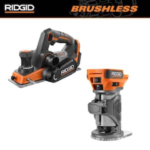 18V Brushless 2-Tool Combo Kit with 3-1/4 in. Hand Planer w/ Dust Bag and Compact Trim Router (Tools Only)