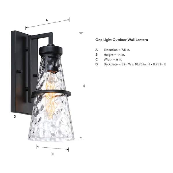 Designers Fountain - Field Daisy Lane Black 1-Light Outdoor Line Voltage Hardwired Porch Light Wall Sconce with No Bulbs Included