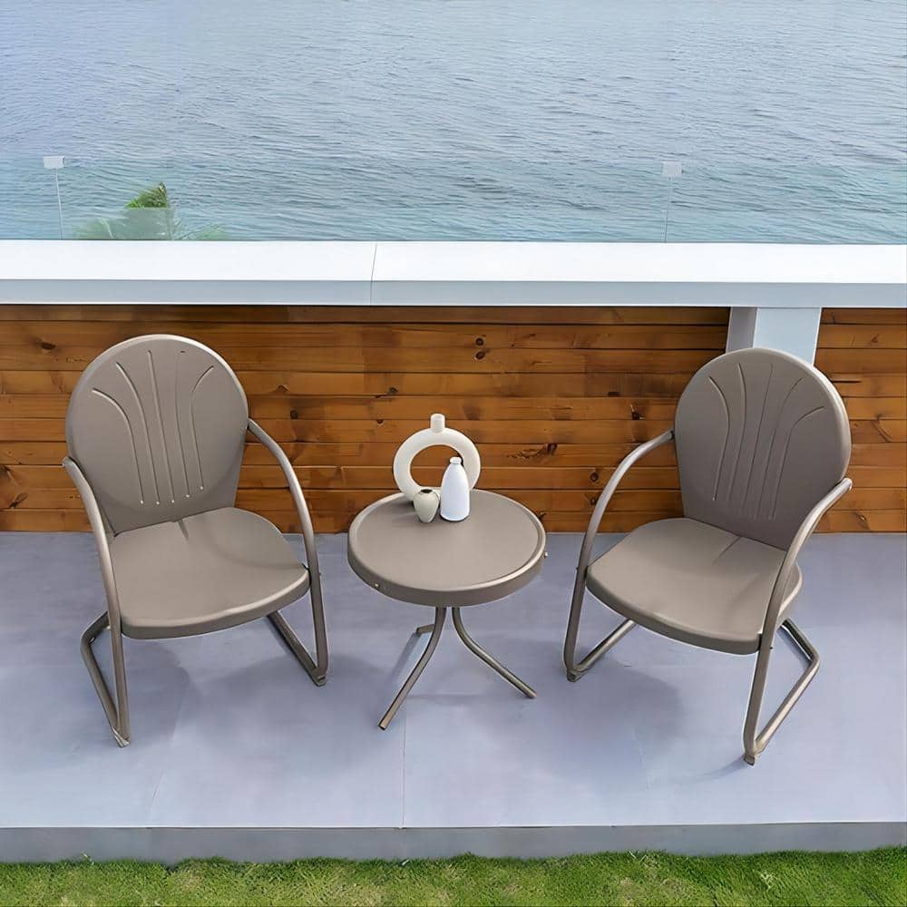 PURPLE LEAF 3 Pieces Patio Bistro Set, Retro Porch Furniture Set 2 C