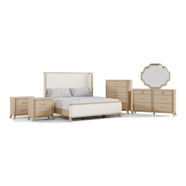 Ellington 6-Piece Natural Oak Wood King Bedroom Set