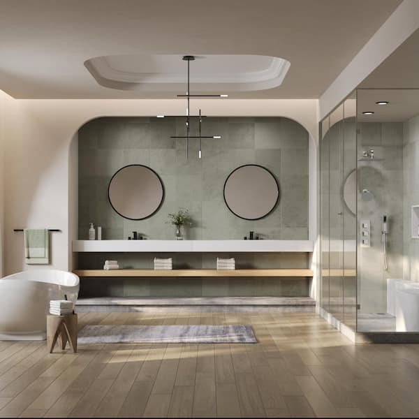 EVERSTEIN 5-Spray Square 12 in. Rain Wall Mount Shower System with
