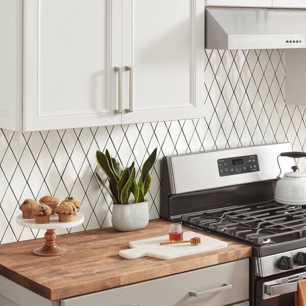 Daltile LuxeCraft White 3 in. x 6 in. Glazed Ceramic Rhombus Wall