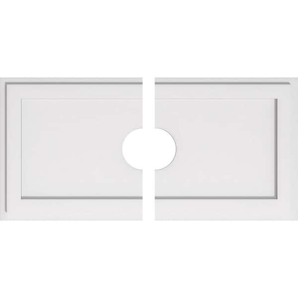 Ekena Millwork 34 in. W x 17 in. H x 5 in. ID x 1 in. P Rectangle Architectural Grade PVC Contemporary Ceiling Medallion (2-Piece)