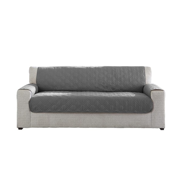 Sure-Fit Gemma Gray Polyester Waterproof Sofa Furniture Protector Slipcover