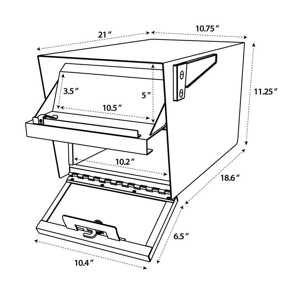 Extra Large Black and Granite Locking Post Mount Mailbox