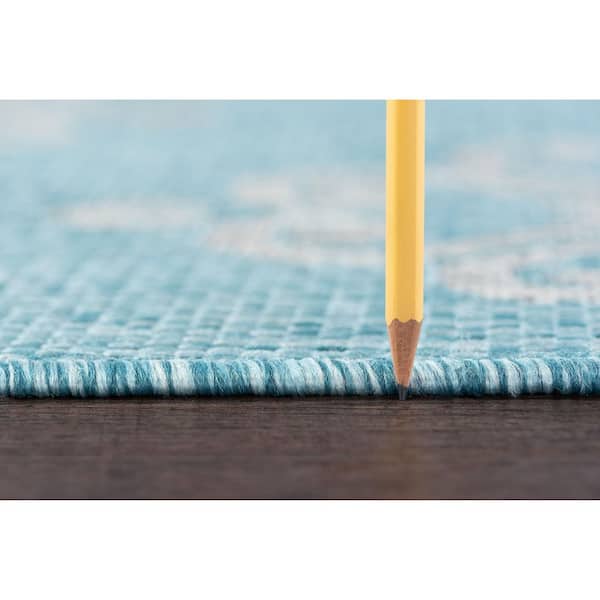 Veranda Geometric Aqua 8 ft. x 10 ft. Indoor/Outdoor Area Rug
