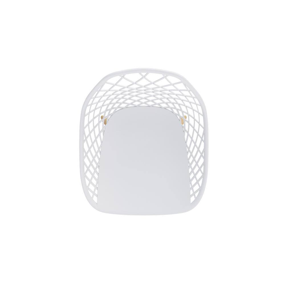 Kurv White and Natural Armless Dining Chairs with Steel Frame