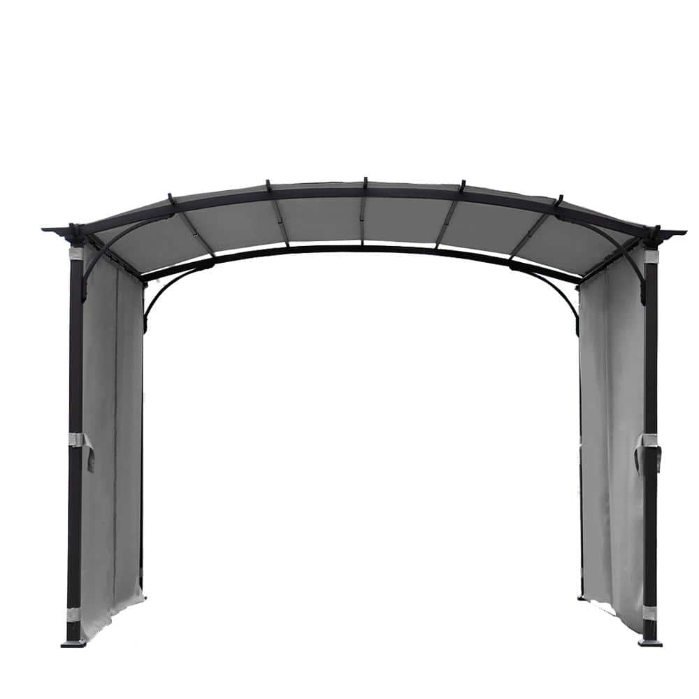 9 ft. x 11 ft. Grey Patio Steel Frame Pergola Arched Gazebo with Waterproof