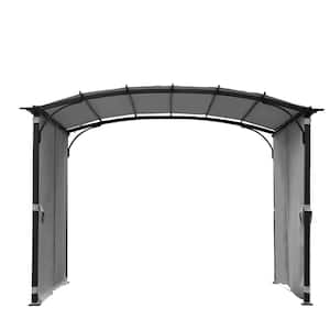 9 ft. x 11 ft. Grey Patio Steel Frame Pergola Arched Gazebo with Waterproof Sun Shade Shelter for Garden, Backyard