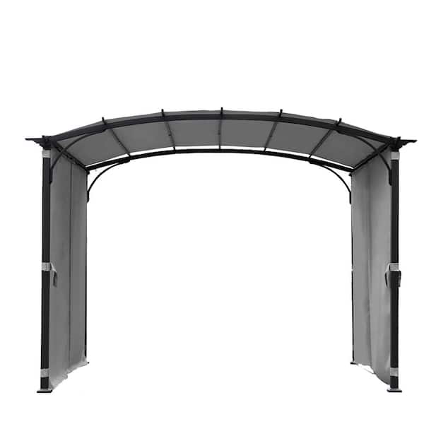Unbranded 9 ft. x 11 ft. Grey Patio Steel Frame Pergola Arched Gazebo with Waterproof Sun Shade Shelter for Garden, Backyard
