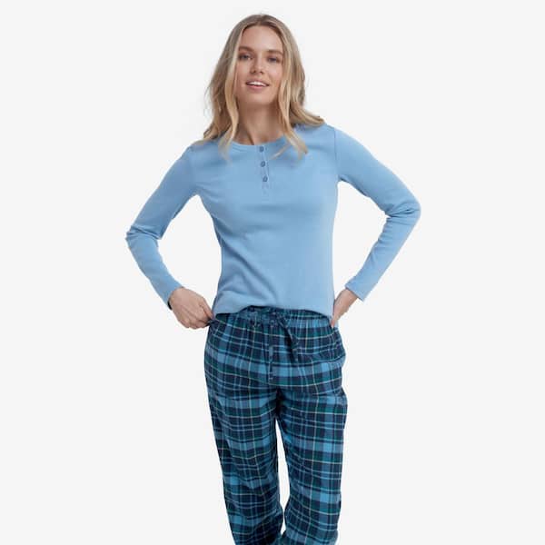 The Company Store Company Cotton Family Flannel Women's Extra Large Blue/Green Pajama Set