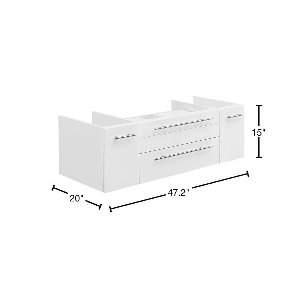 Lucera 48" White Wall Mount Double Vessel Sink Bathroom Vanity