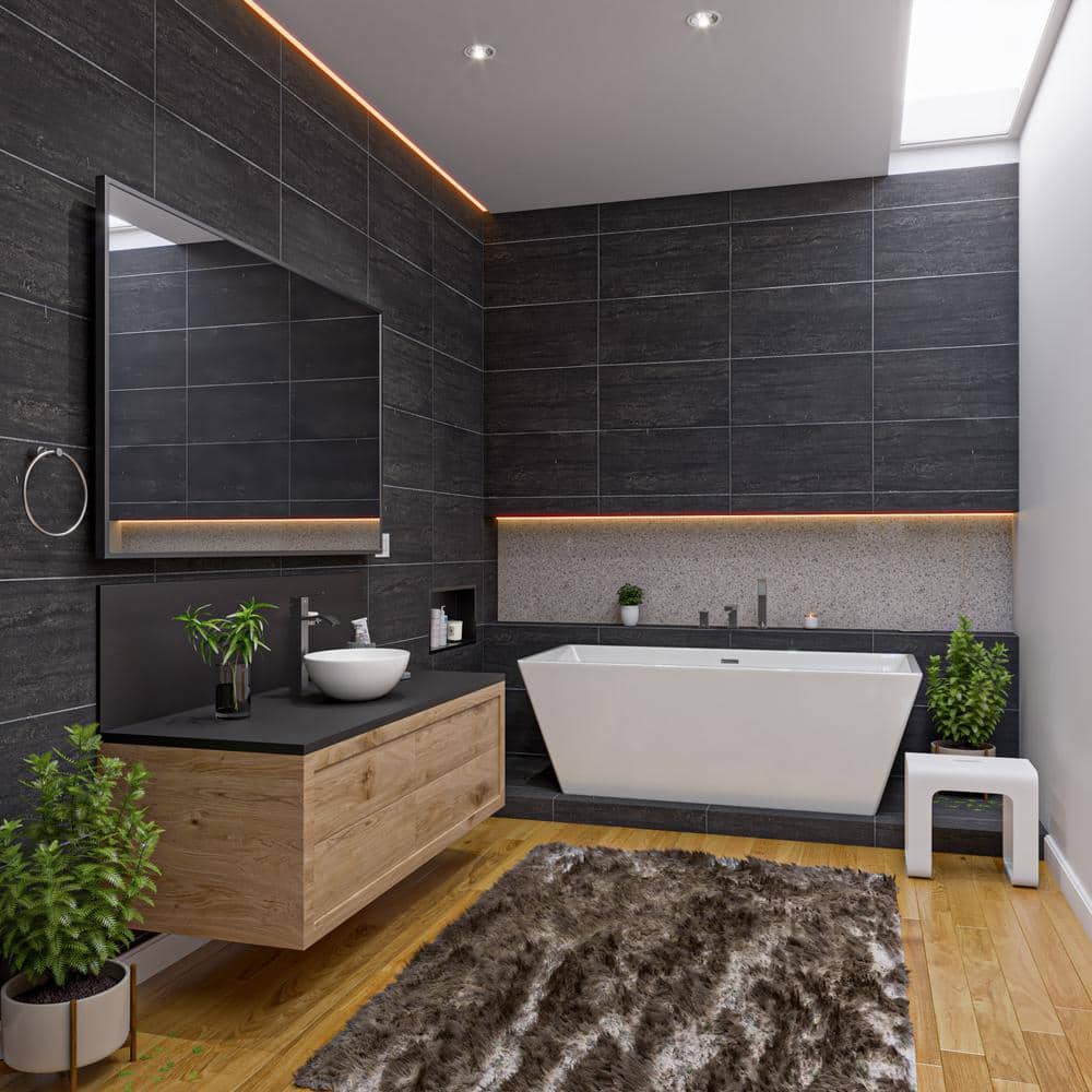 67'' White Freestanding Acrylic Soaking Bathtub
