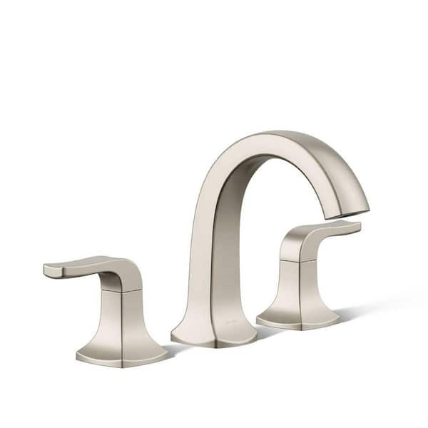 Rubicon 8 in. Widespread Double Handle High Arc Bathroom Faucet in Vibrant Brushed Nickel