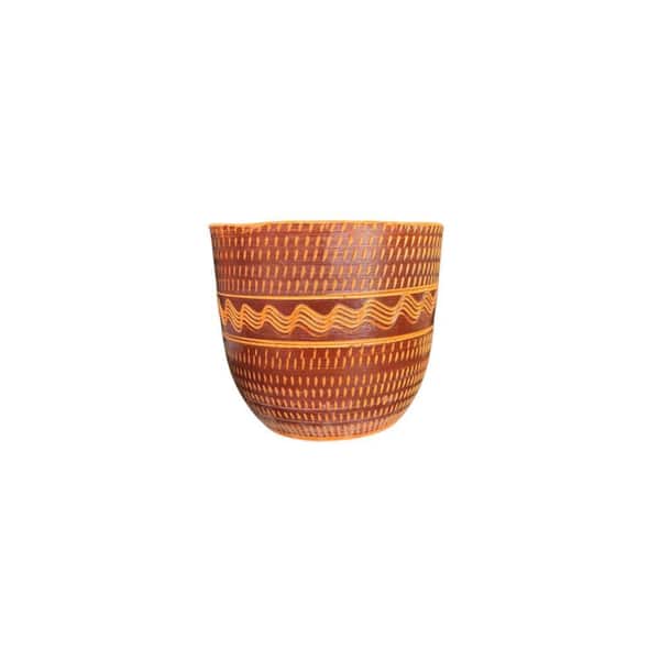 THE MONEYARD INC Natural Clay  Striped Whisper Medium Handcrafted Terracotta Planter