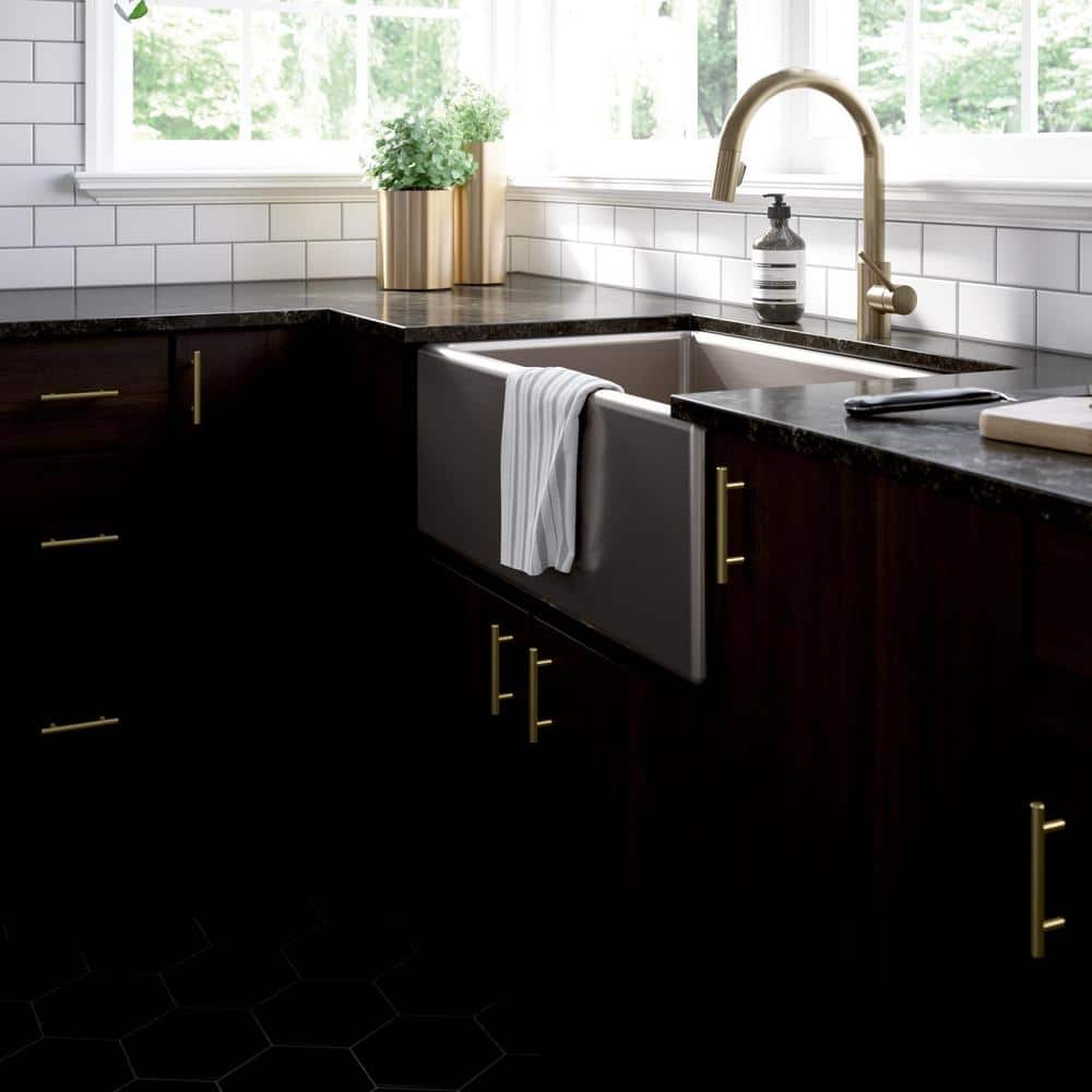 Satin Gold Modern Brass Bar Cabinet Pulls with Mounting Hardware