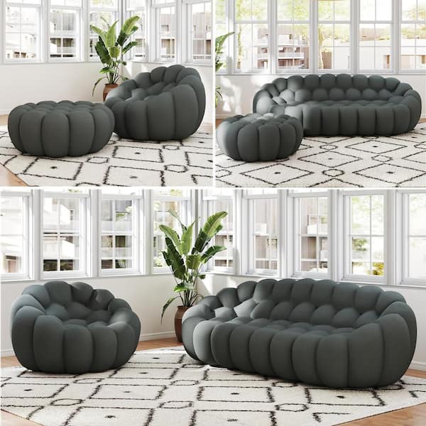 Magic Home 49.2 in. Bubble Lazy Sofa Armless 3D Knitted Fabric