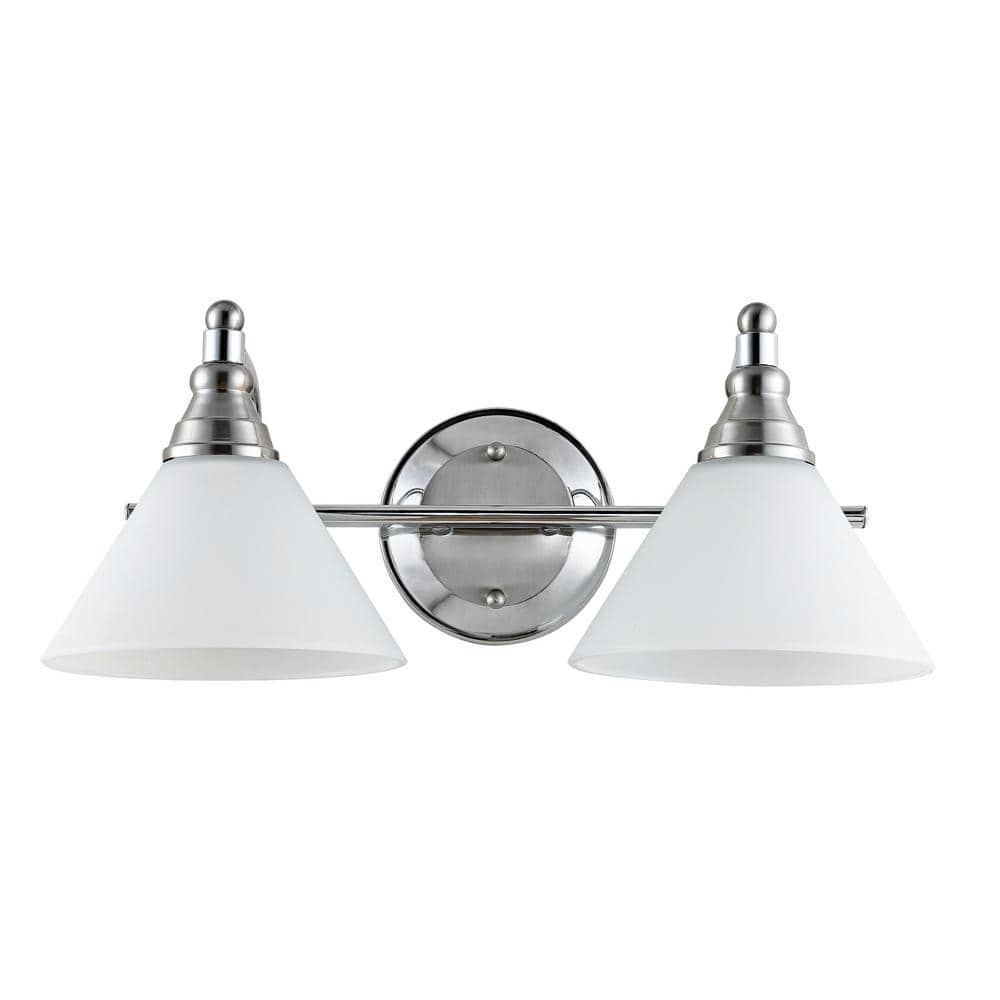 Radnor Chrome Dual-Light Wall Sconce with Glass Shades