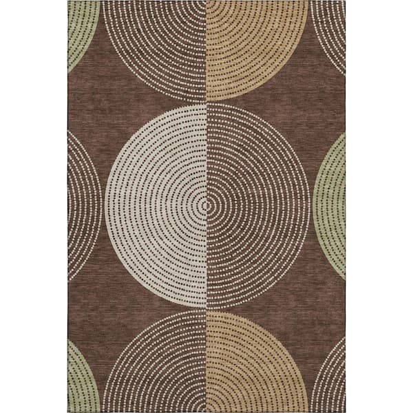 Mayfield Premium Machine Washable Abstract AMF2281 Chocolate 3 ft. x 4 ft. Area Rug