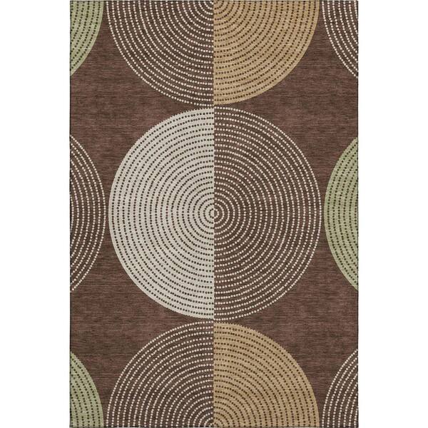 Mayfield Premium Machine Washable Abstract AMF2281 Chocolate 9 ft. x 12 ft. Area Rug