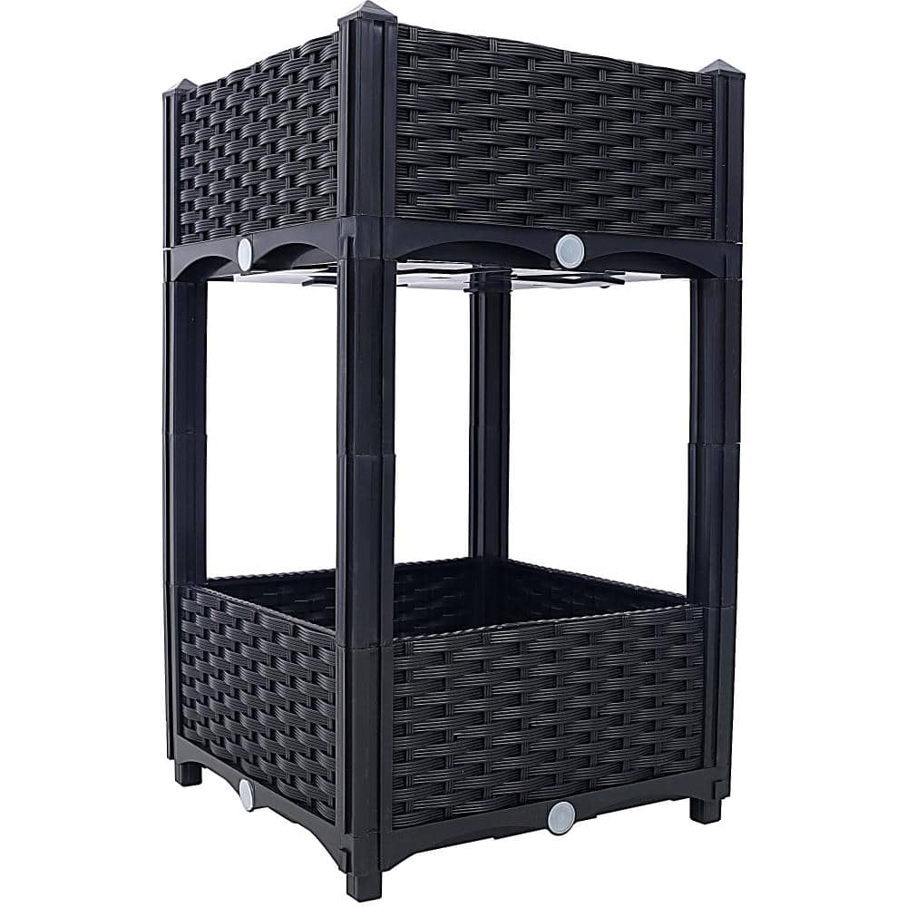 Dracelo Polypropylene Outdoor Raised Planter Box, Black RD1444 - The ...