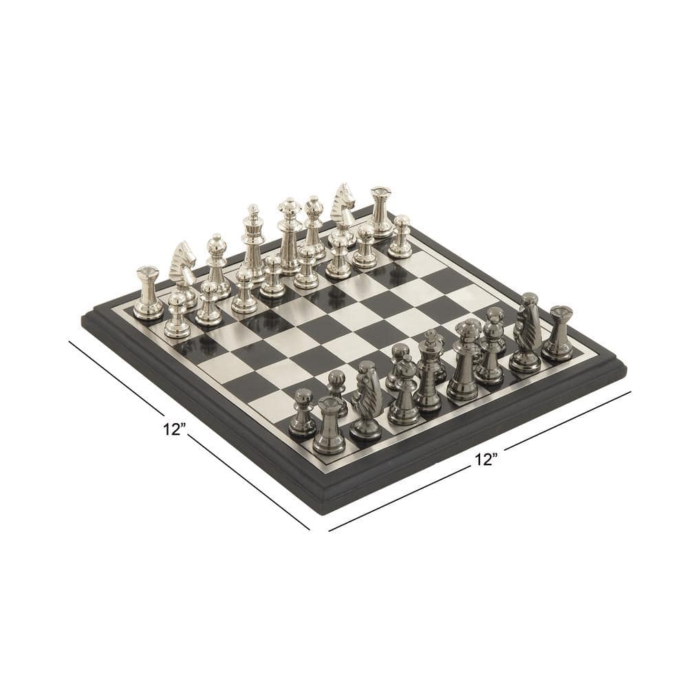 Black and Silver Aluminum Chess Set with Square Board
