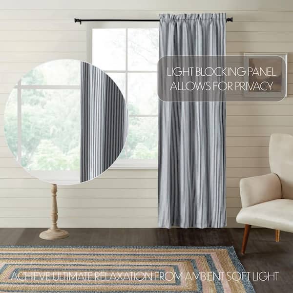 VHC BRANDS Sawyer Mill Blue White Ticking Stripe 40 in. W x 84 in