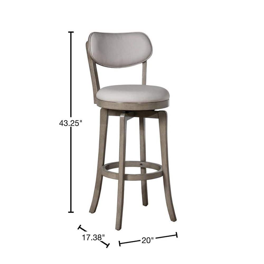 Sloan Aged Gray 43'' Swivel Bar Height Stool with Fog Upholstery