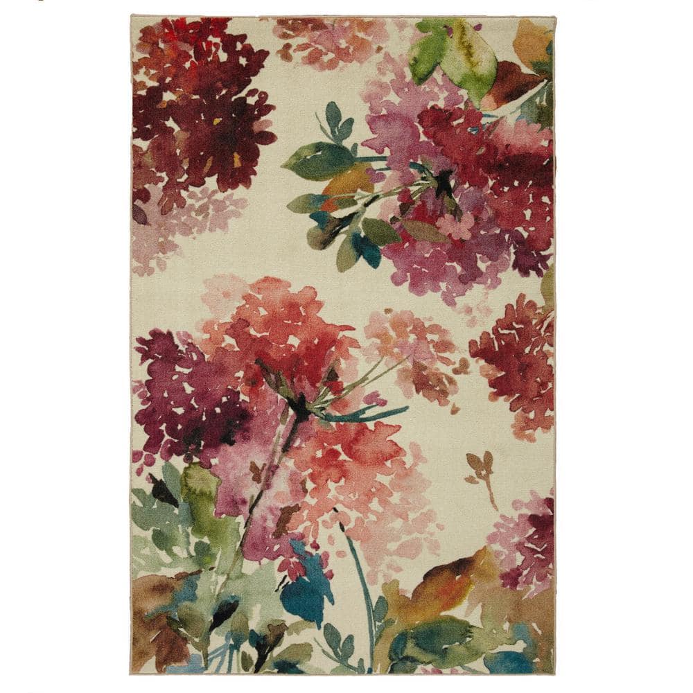 Mohawk Home Watercolor Garden Cream 5 ft. x 8 ft. Floral Area Rug ...