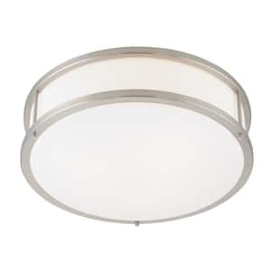 Conga 16 in. 2-Light Brushed Steel Flush Mount