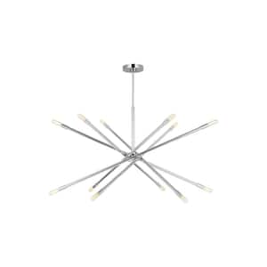 Eastyn 36.875 in. W x 22 in. H 12-Light Polished Nickel Indoor Dimmable Extra-Large Chandelier with No Bulbs Included