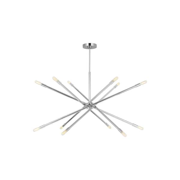 Generation Lighting Eastyn 36.875 in. W x 22 in. H 12-Light Polished Nickel Indoor Dimmable Extra-Large Chandelier with No Bulbs Included