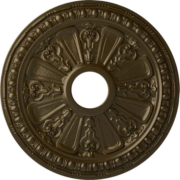 Ekena Millwork 18-1/8" 3-5/8" ID x 1-1/8" Raymond Urethane Ceiling Medallion (Fits Canopies upto 5-1/8"), Brass