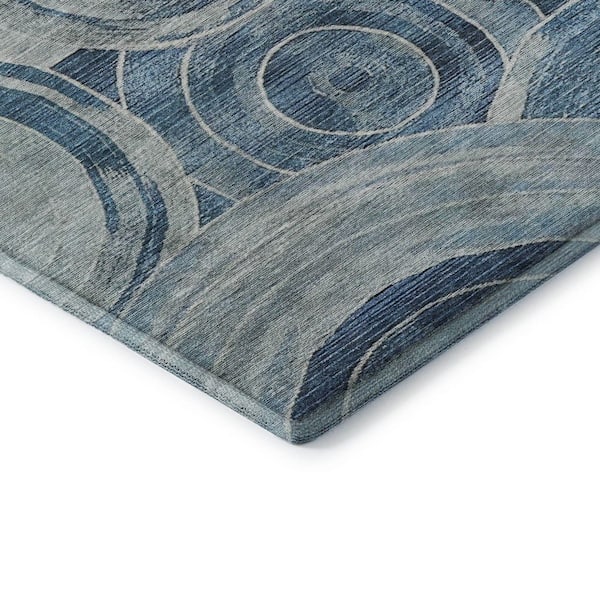 Mayfield Premium Machine Washable Abstract AMF1750 Blue 10 ft. x 14 ft. Area Rug