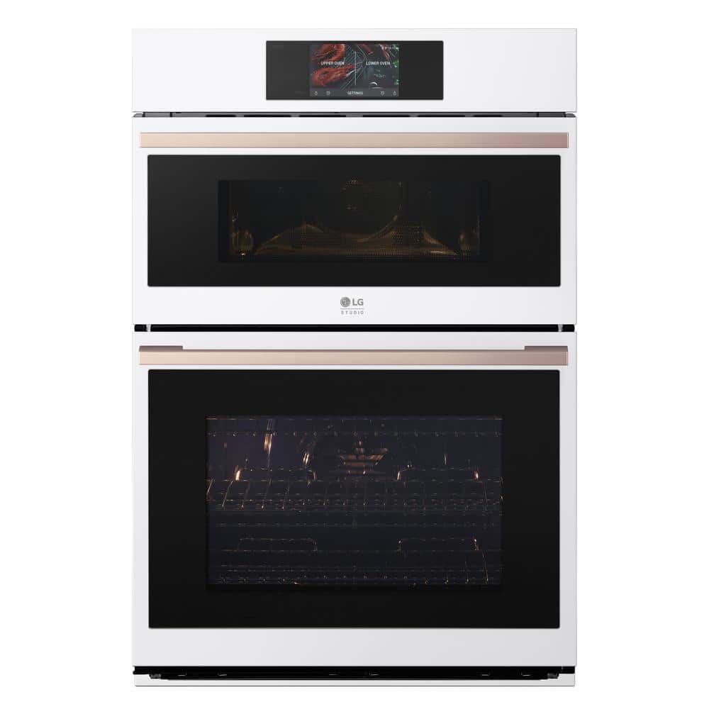 STUDIO 30 in. 1.7/4.7 cu. ft. Smart Combination Double Wall Oven with 7 in. Touch Display in Essence White